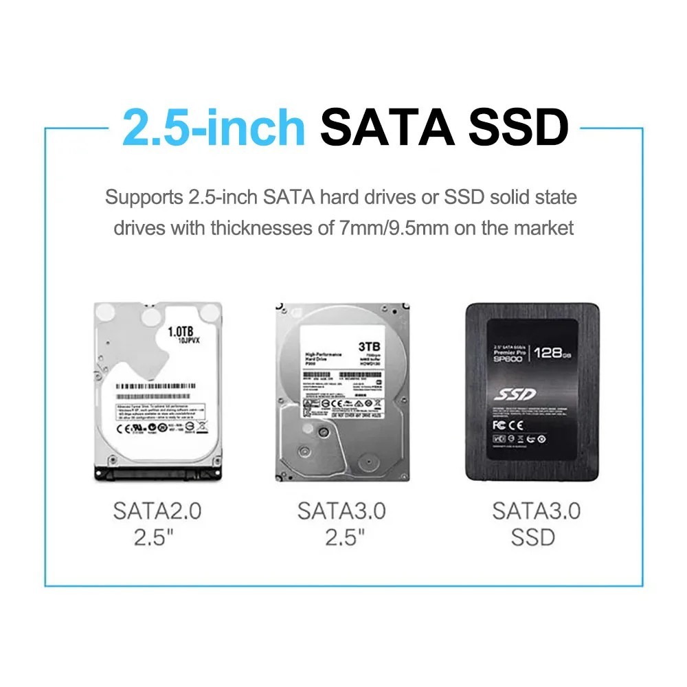 USB 3.0 2TB SATA SSD External Hard Drive Portable Desktop Mobile Hard Disk Case