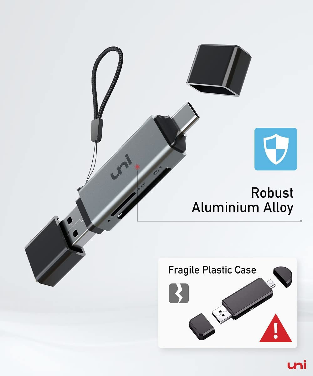 Uni SD Card Reader, High-Speed USB C to Micro SD Card Adapter USB 3.0 Dual Slots