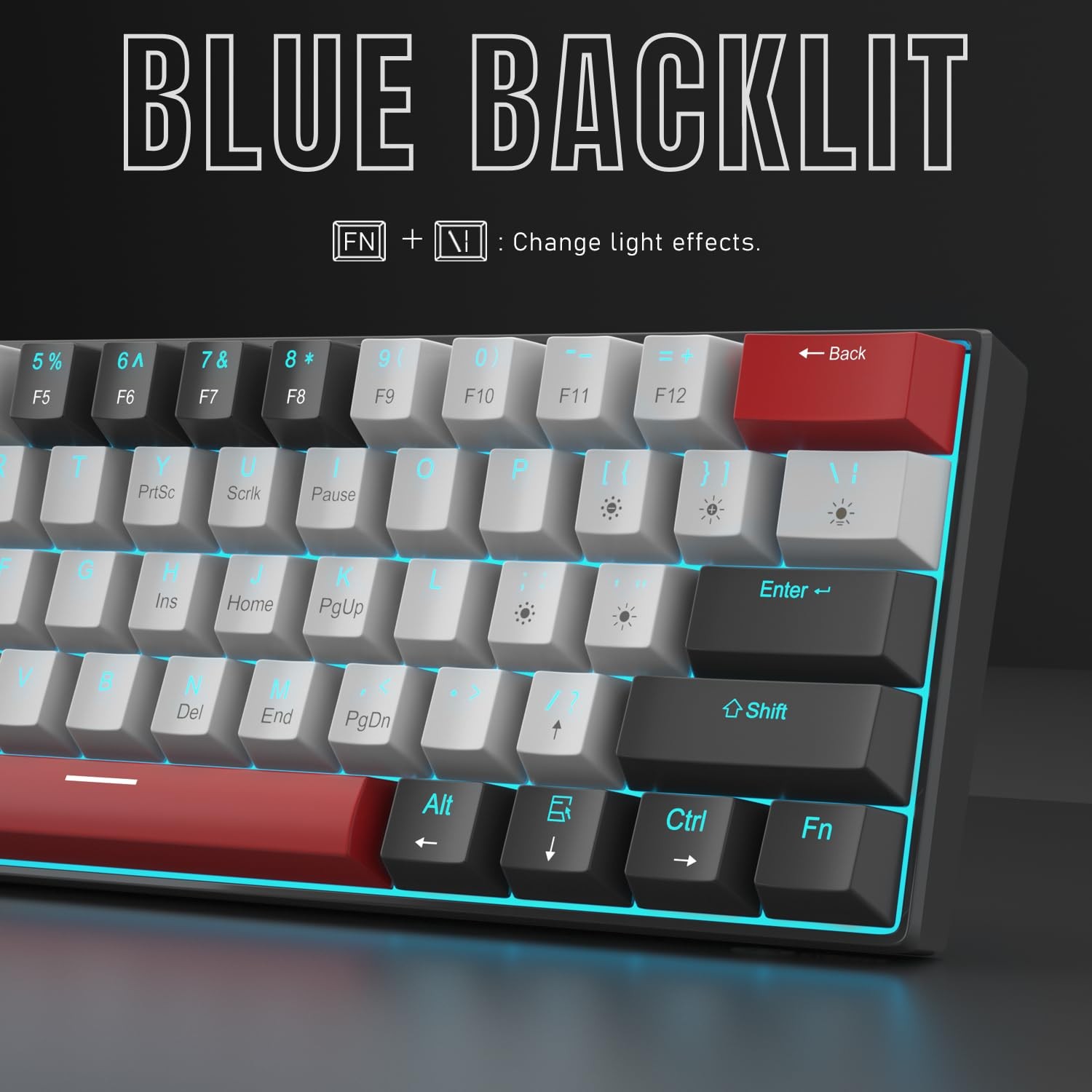 60% Mechanical Gaming Keyboard,Mixed Color Keycaps Gaming Keyboard with Click…