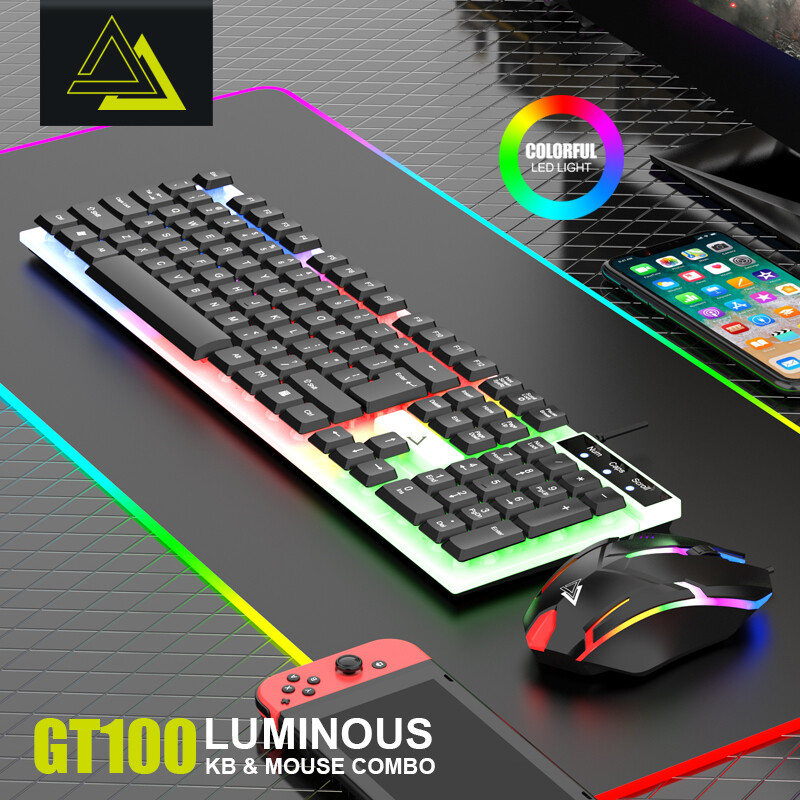 RGB Mouse & Backlit Keyboard, 104-Key Suspension Keycap, Wired USB for PC