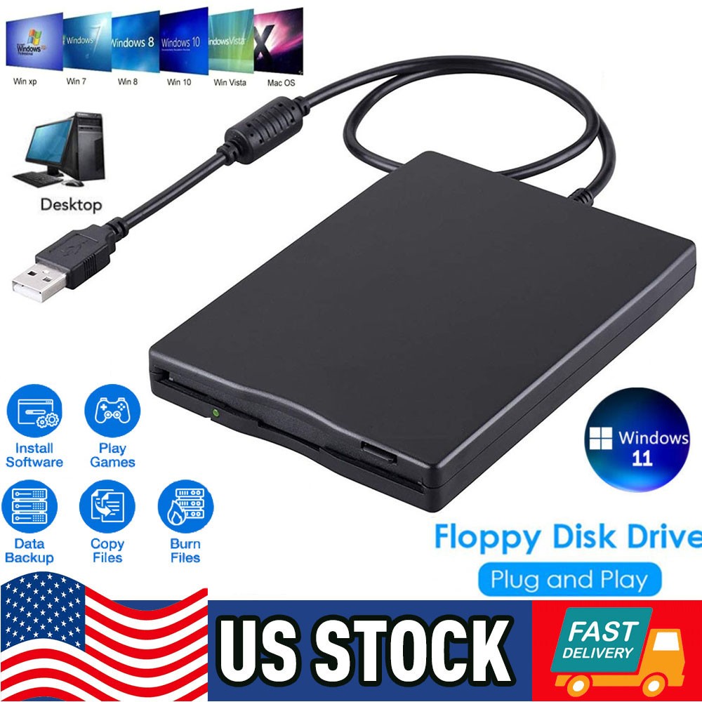 USB 2.0 3.5 inch Portable External Floppy Disk Drive 1.44Mb Reader FDD PC Laptop