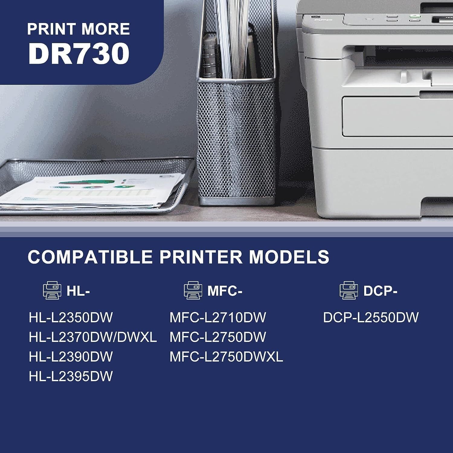 DR730 Drum Unit Replacement for Brother TN730 HL-L2370DW MFC-L2710DW Printer