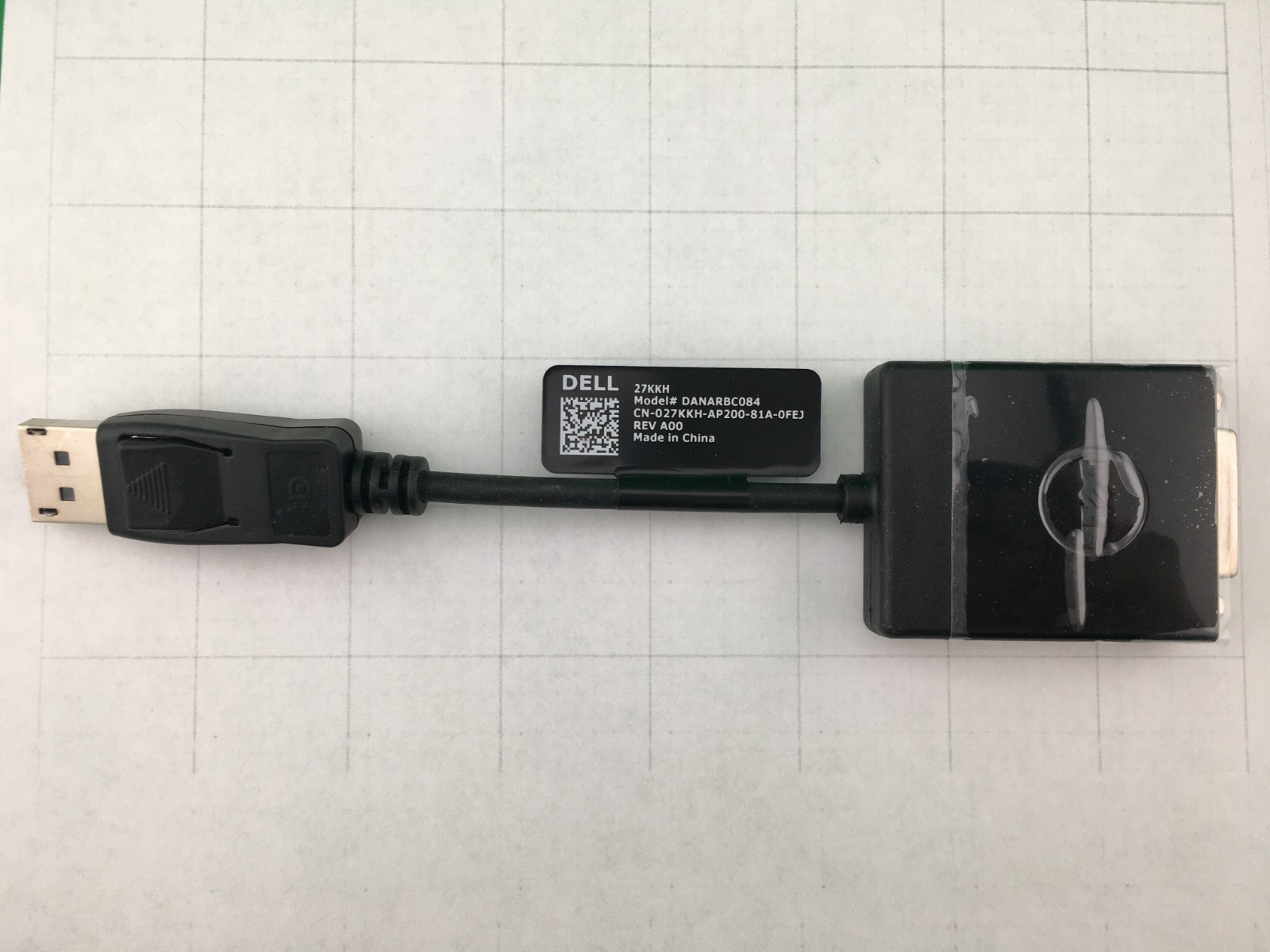 Dell DisplayPort (Male) to DVI-D (Female) Adapter 27KKH KKMYD 7.5″ New