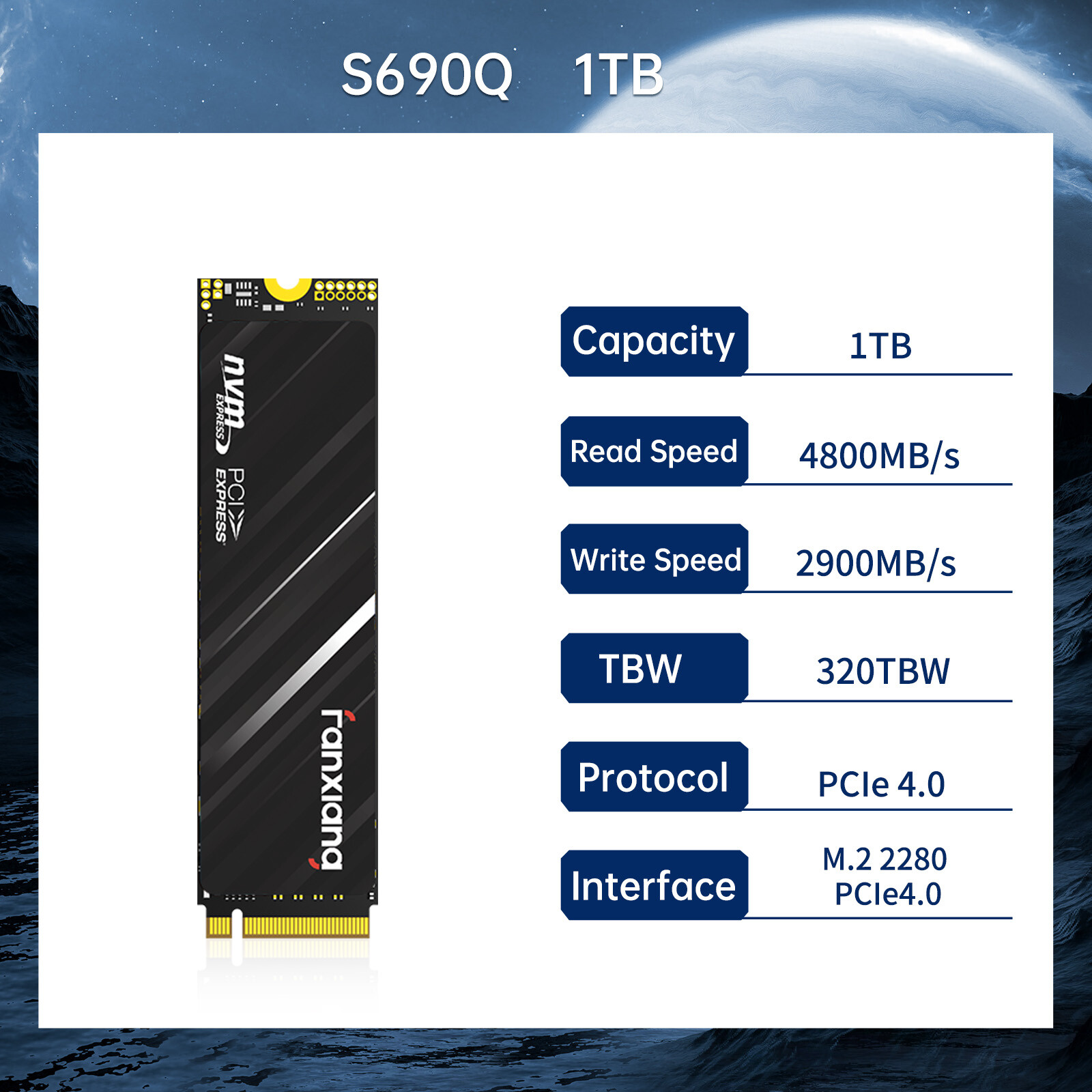 Fanxiang 1TB M.2 SSD 2280 NVMe PCIe 2TB Internal Solid State Drive 7300MB/s LOT