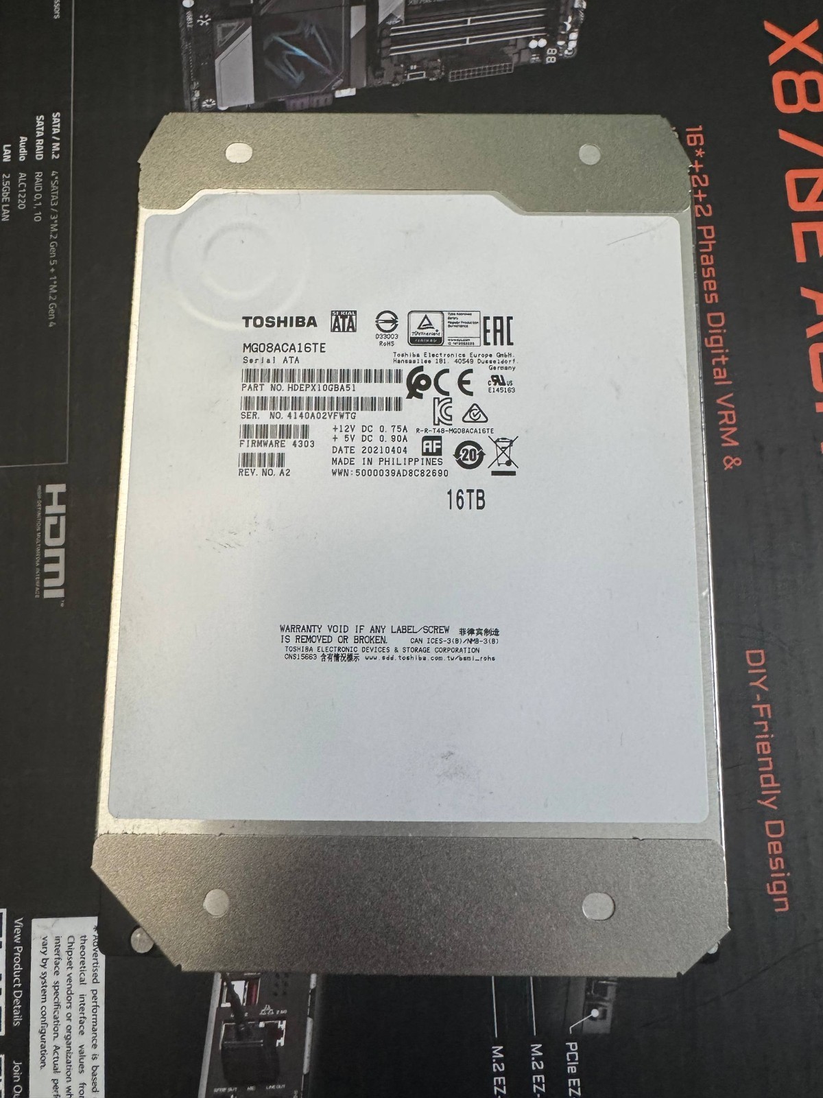 Toshiba MG08ACA16TE Enterprise HDD Hard Drive 16 TB SATA 7200RPM