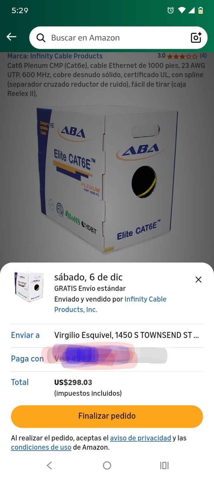 Communication Cable CAT6E 600MHz CMR 23/4p 1000ft