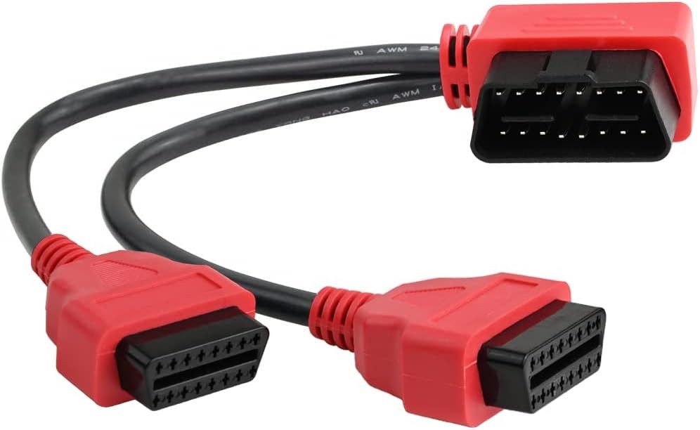 30cm/12 Right Angle OBD2 OBD II Y Splitter Cable 1x Male and 2X Female J1962 Por