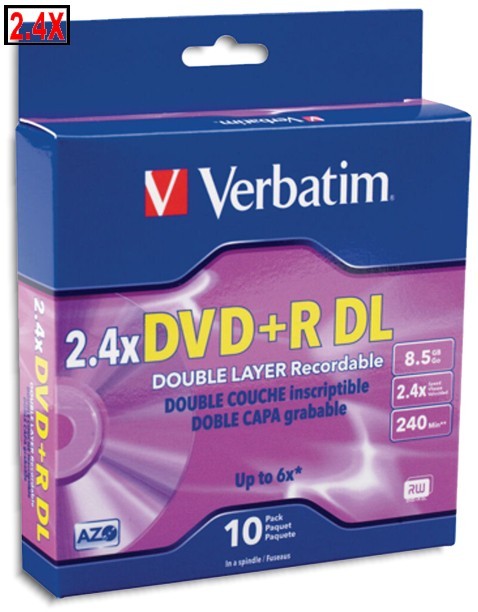 10-Pak VERBATIM 2.4X Logo-top 8.5GB DOUBLE LAYER DL DVD+R’s (singapore), #95166