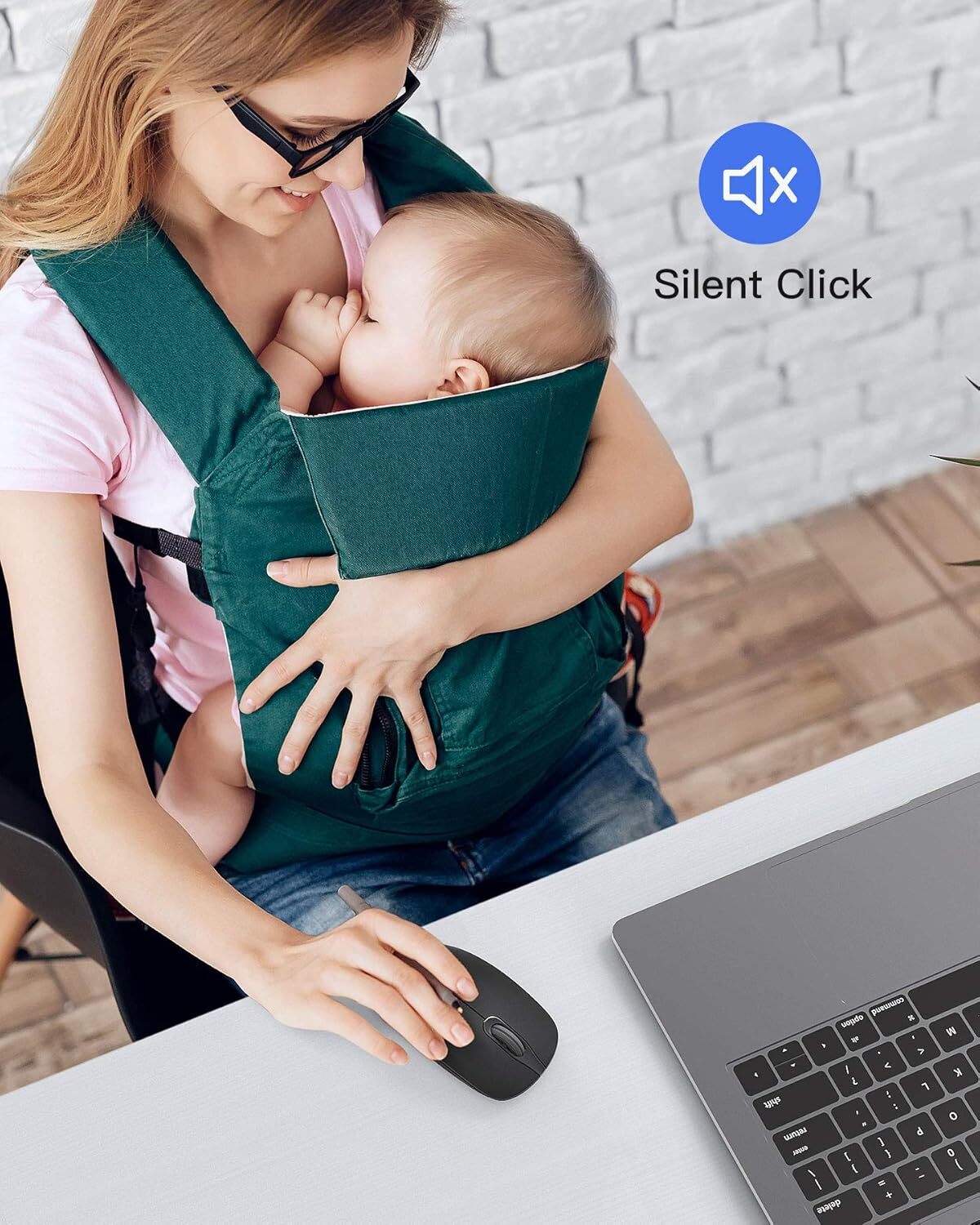 Inateck Wireless Mouse 2.4G Slim Mouse W/ 2 Nano Receiver USB A/USB C Noiseless