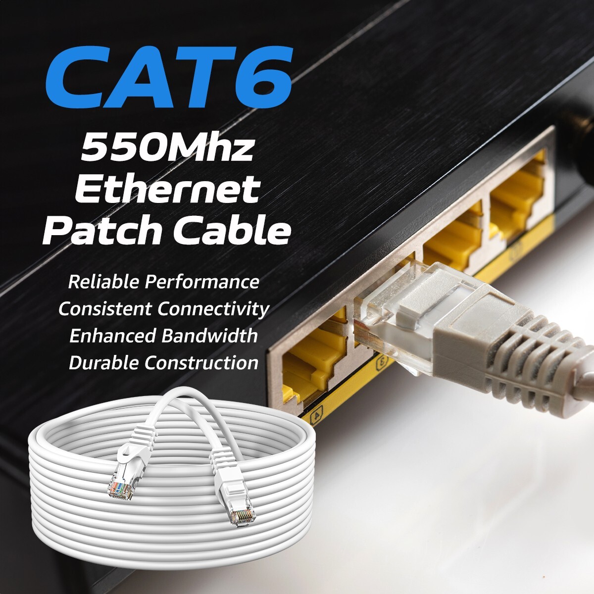 Cat6 Black Patch Cord Network Cable Ethernet LAN RJ45 UTP 1.5FT- 20FT Multi LOT