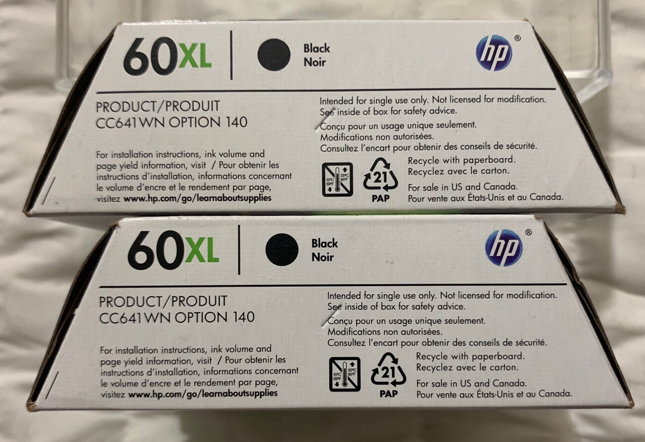 HP 60XL Black Twin Combo Pack CR341BN 2 x CC641WN Exp 2025+ Sealed Retail Box