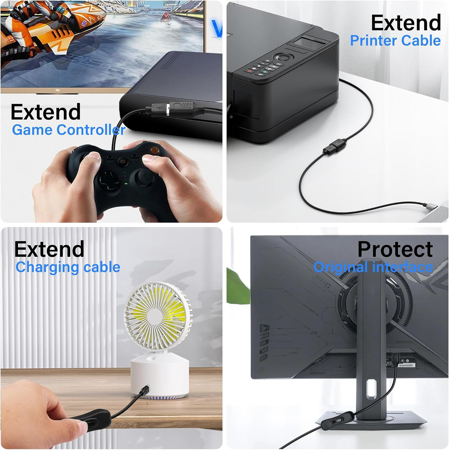 USB 3.0 Cable with On/Off Switch – USB Type a Male to Female Extension Cable – S