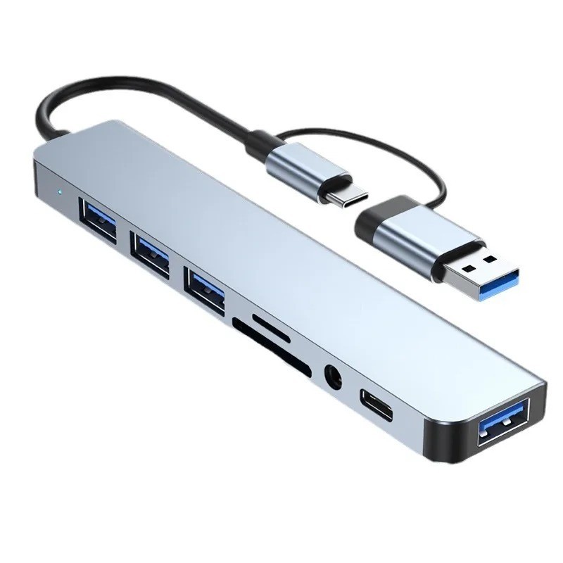 8 in 2 USB+Type C HUB Docking Station with 3.5mm Audio Adapter for Micro 1Pc