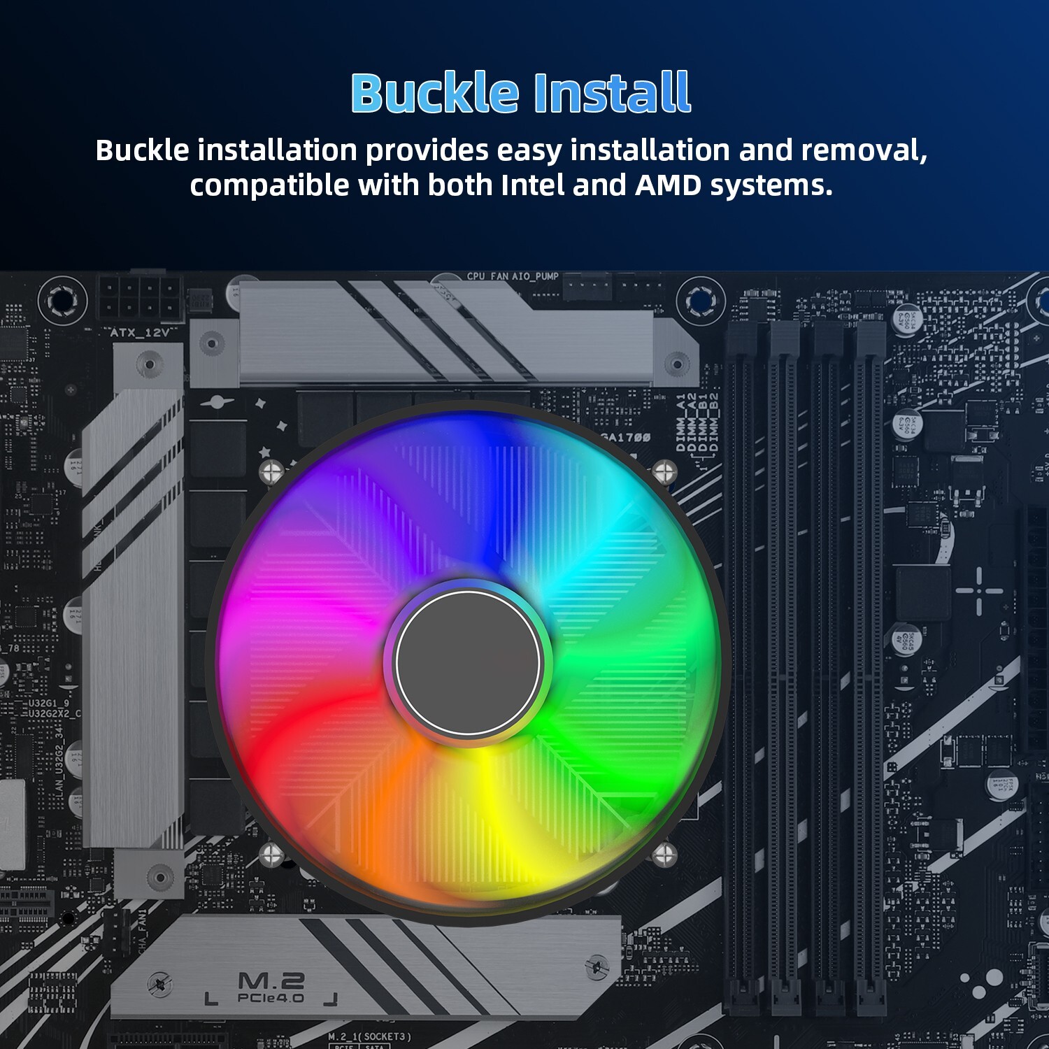 80mm RGB CPU Cooler PC Computer Silent Fan with Heatsink for Intel & AMD System