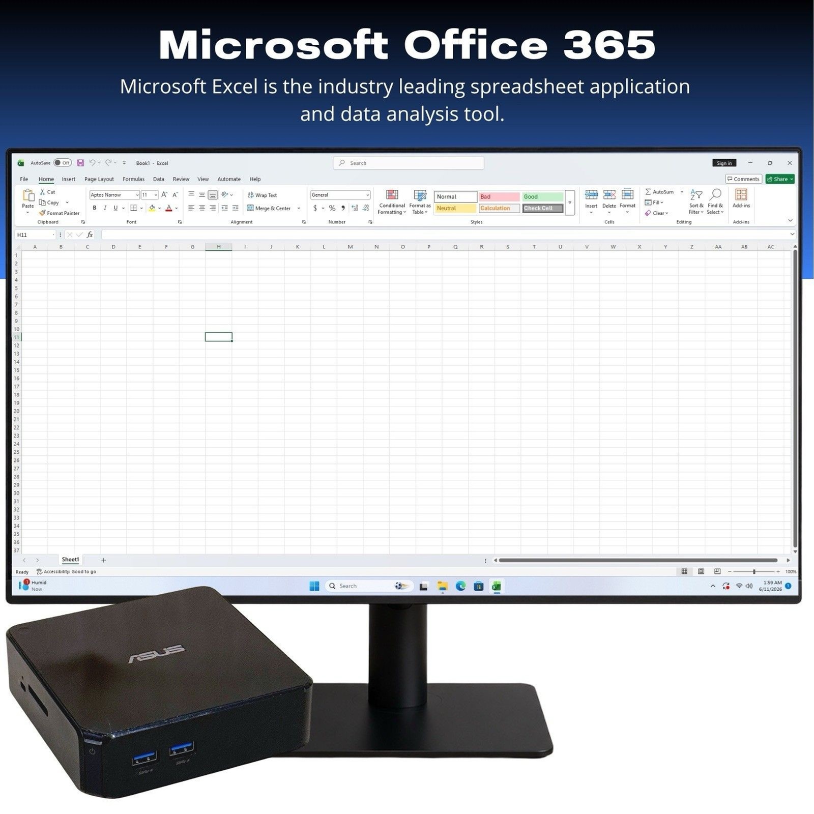 Mini Office PC Windows 11 Pro Desktop Computer 8GB RAM 256GB SSD Wi-Fi Bundle