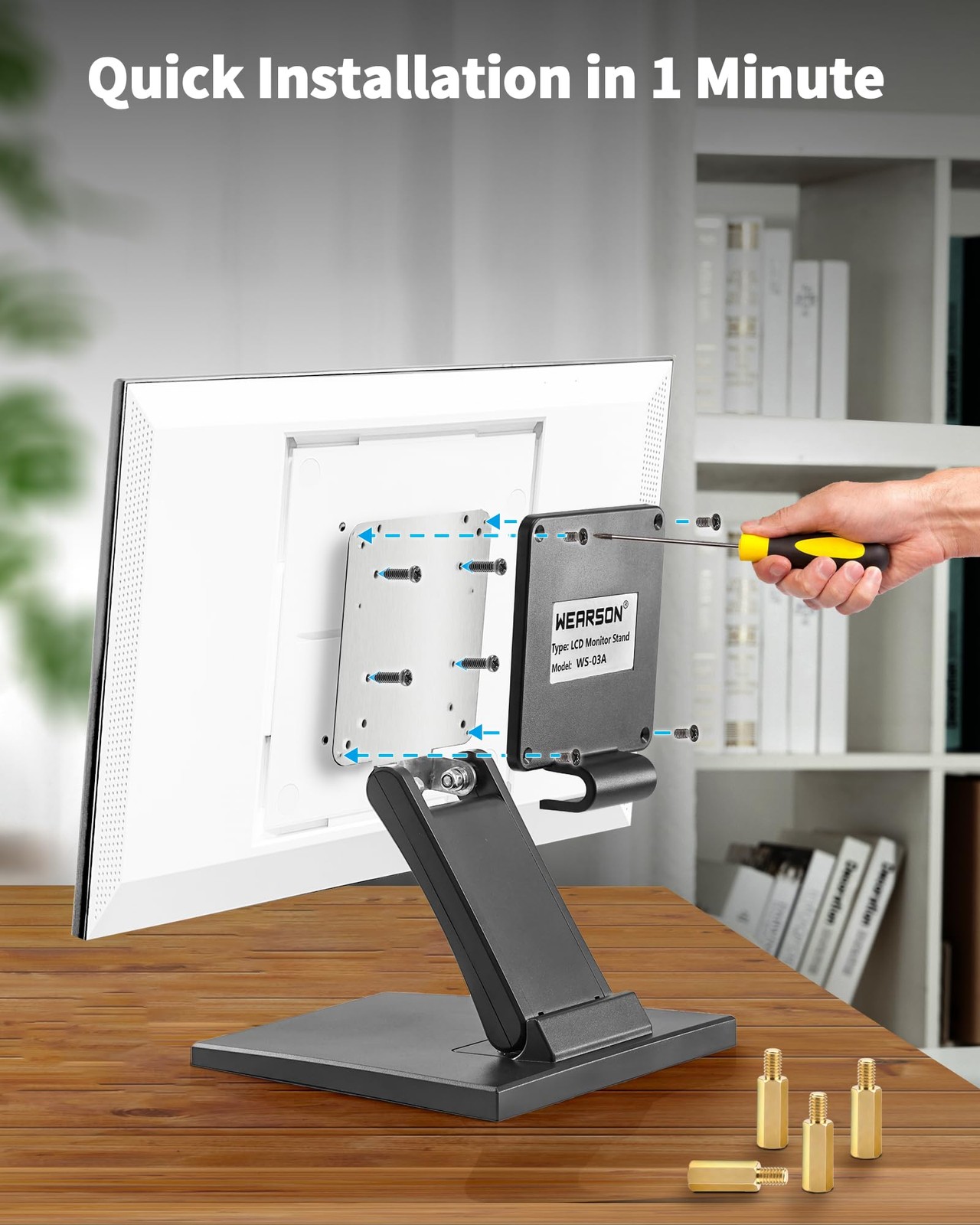 Adjustable Foldable Single Monitor Mount VESA 75×75/100x100mm Fits 1027 In