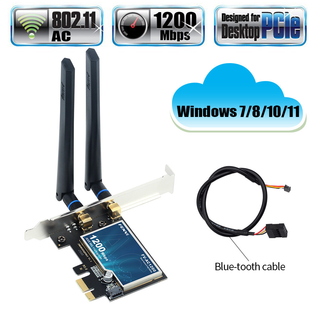 Desktop PC PCIe WiFi Card Dual Band Wireless-AC Bluetooth PCI-E Network Adapter