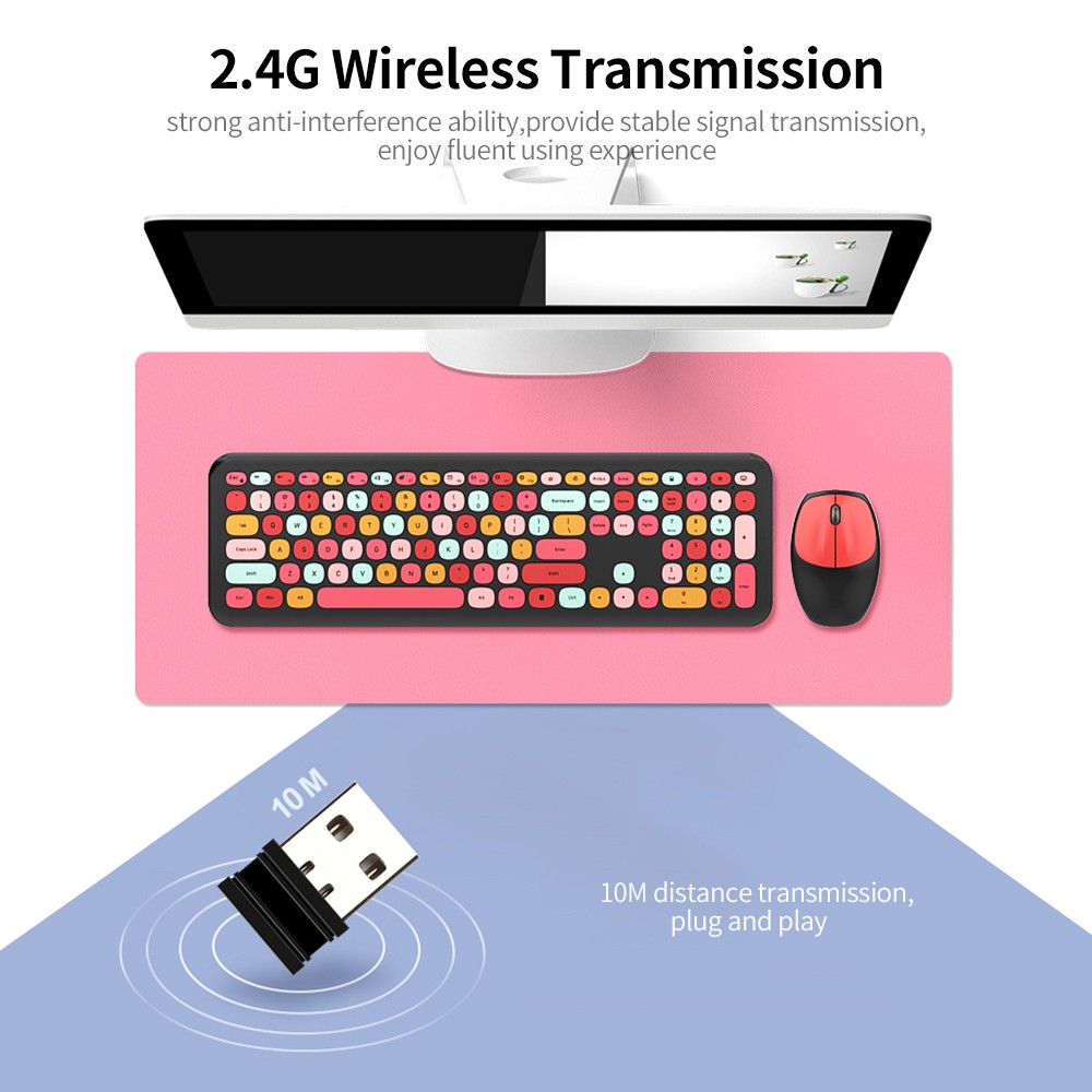 Mofii 666 2.4G Wireless Keyboard Mouse Combo Mixed Color 110 Key Keyboard M OYTF