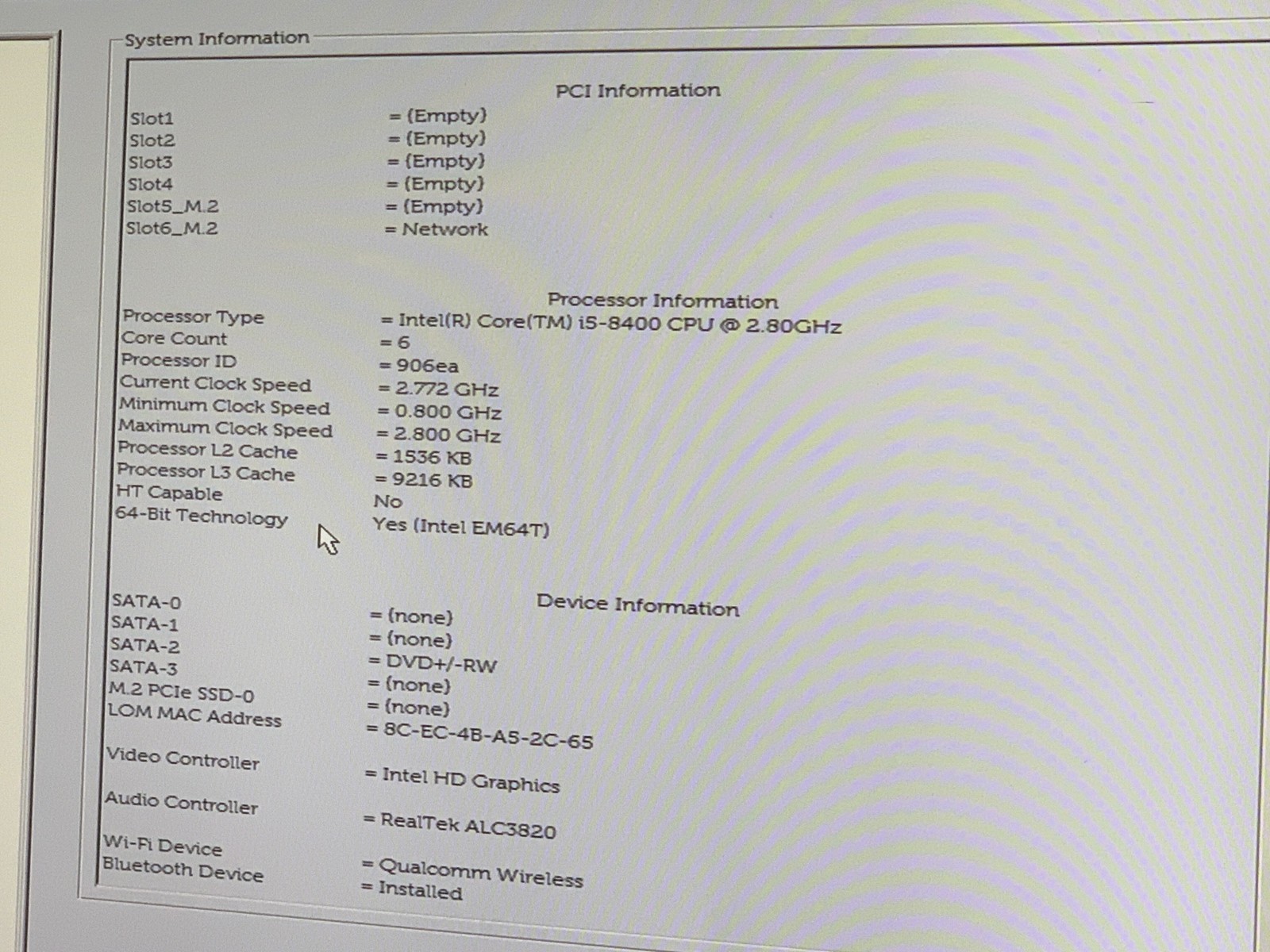 Dell Vostro 3670 Core i5-8400 2.8GHz 8GB RAM NO HDD NO OS Fair