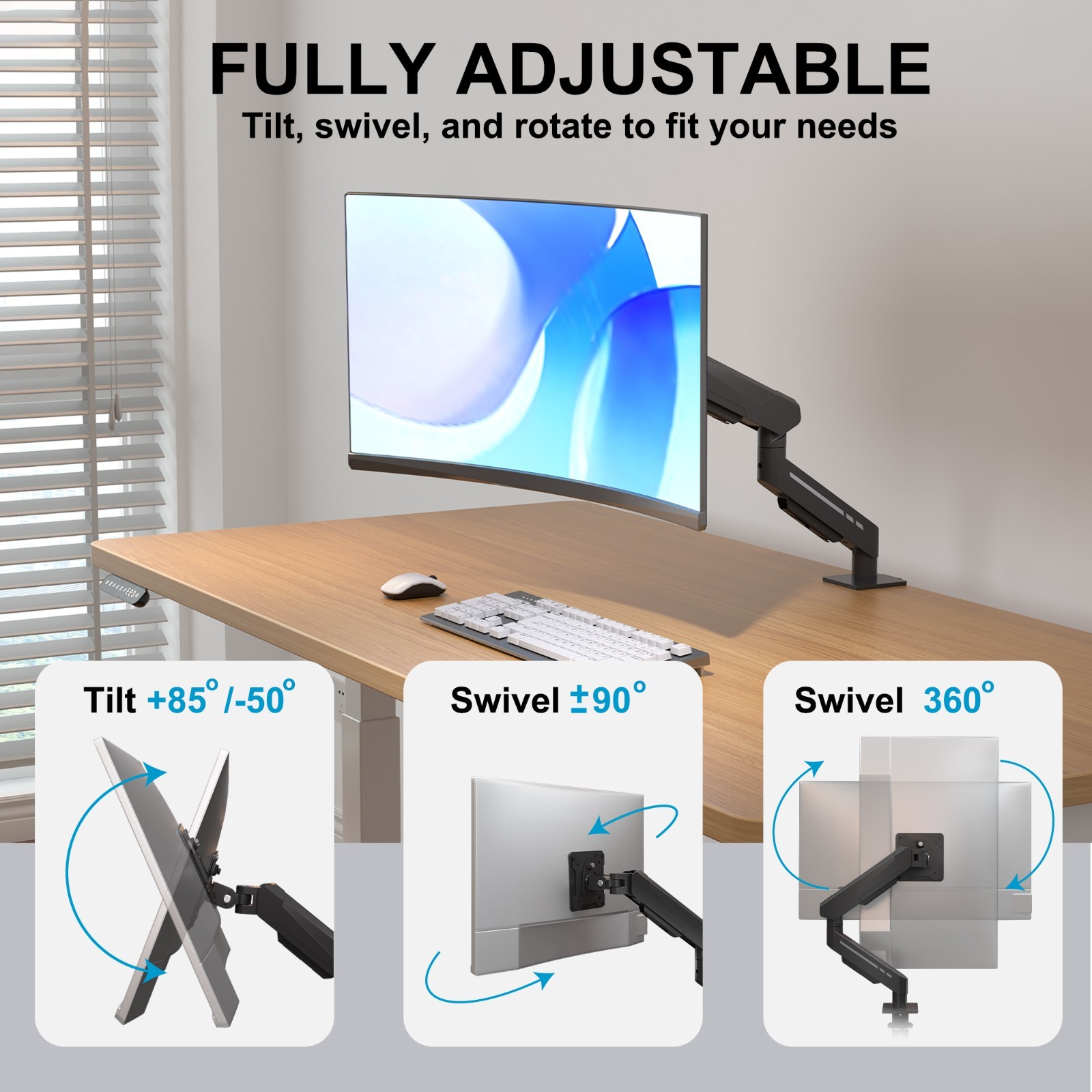 Single Monitor Desk Mount for 17″-32″ Screens, Computer Monitors Stand