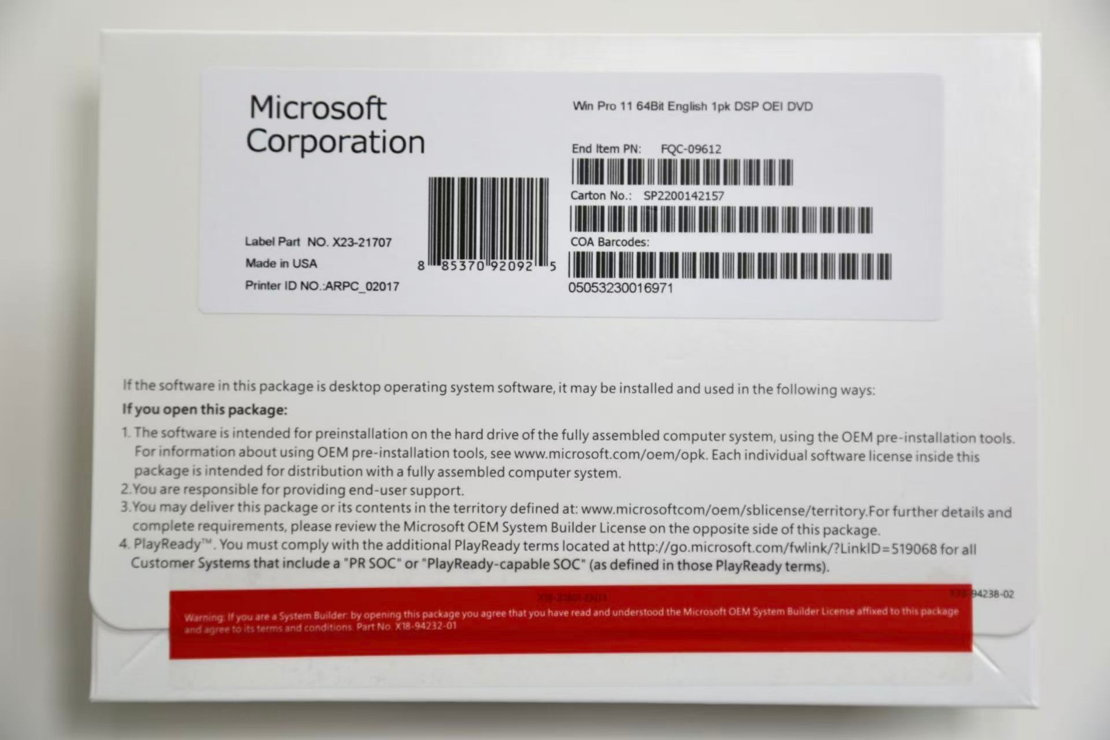 Microsoft Windows 11 pro 64 bit DVD and KEY Freeshipping