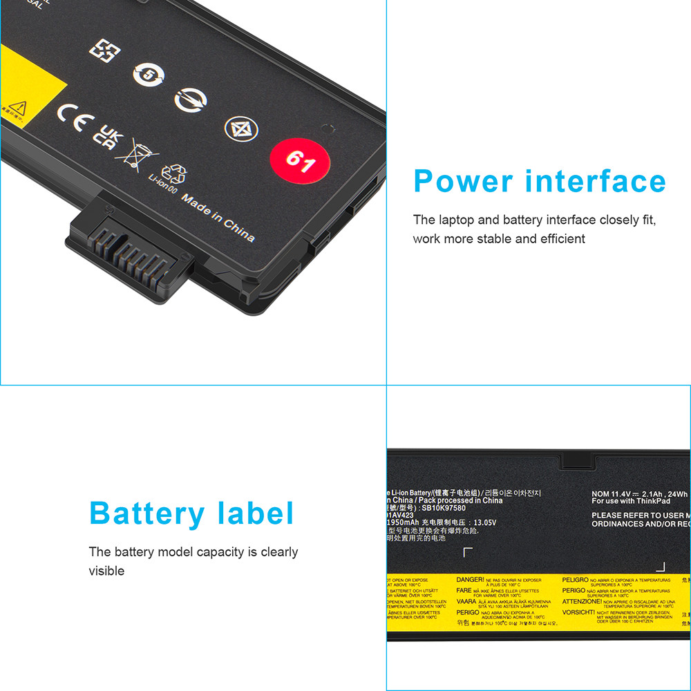 61++ Battery For Lenovo Thinkpad T470 T480 T570 T580 P51s P52s 01AV427 01AV423