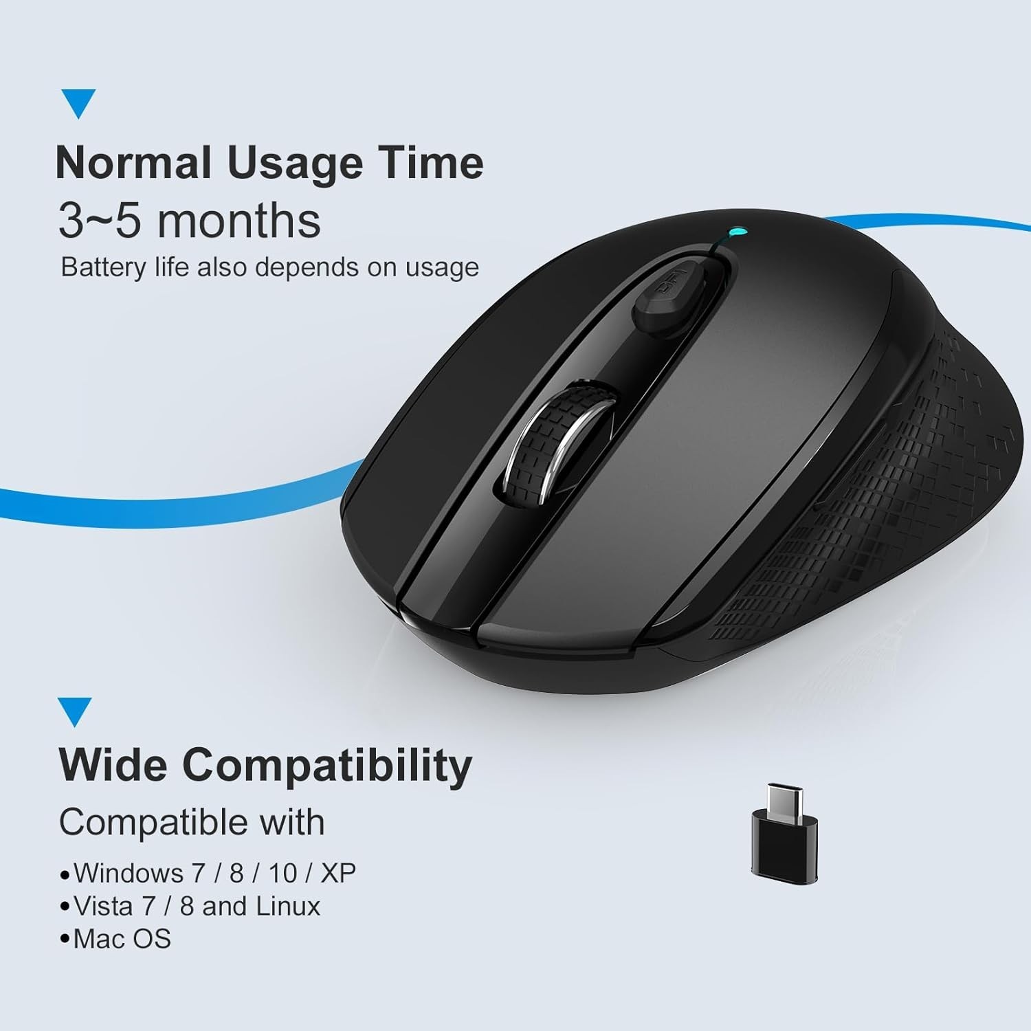 USB C Wireless Mouse, Type C Silent Mouse for MacBook Air/Pro,2.4G Cordless