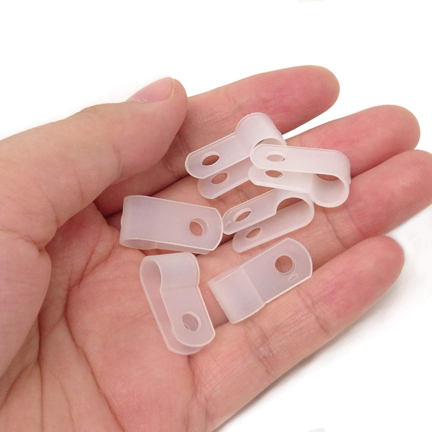 100 PCS 1/4 Inch White Nylon RType Cable Clamps Wire Clips Fastener Cord Fix