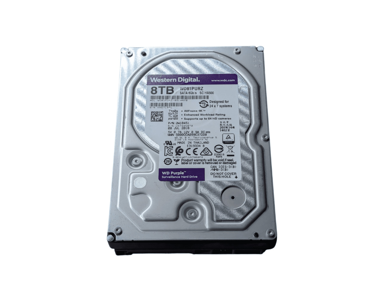 Western Digital 8TB Purple WD81PURZ 5.4K SATA 6gb/s 3.5″ Surveillance HDD