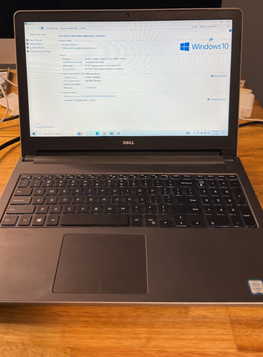 Dell Inspiron 5559 i5-6500U 2.5GHZ 12GB RAM 2TB HDD W10 Pro 15.6” Laptop