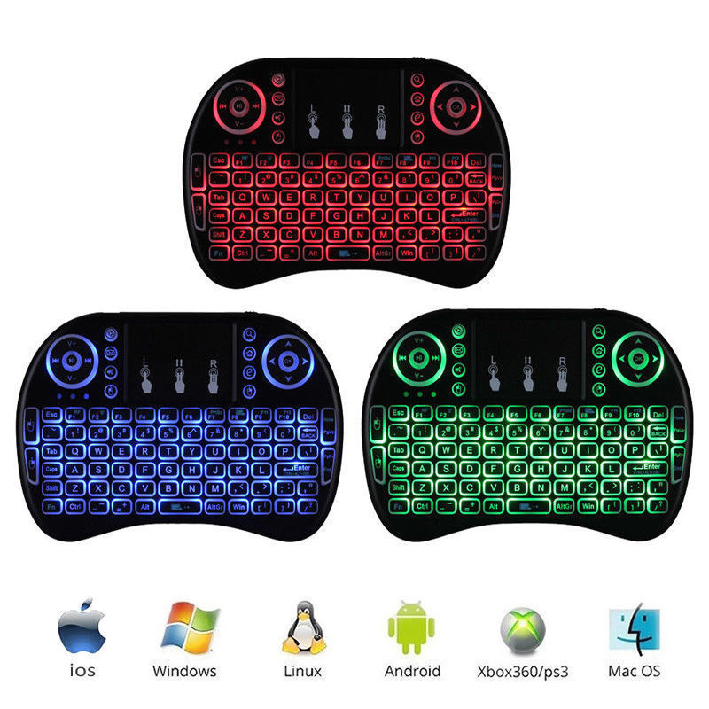 3 Color Backlit Mini i8 Wireless 2.4GHz Keyboard Remote Control Touchpad SmartTV