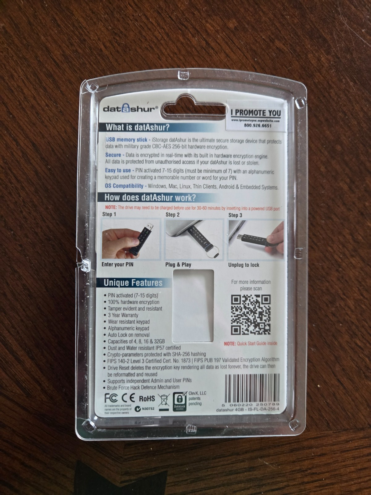 iStorage datAshur 4 GB Secure Flash Drive Password protected Dust & Water Resist