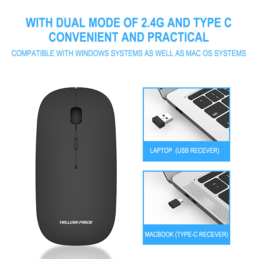 USB-C Dual Wireless Mouse For Macbook Pro 14 16 A2442 A2485
