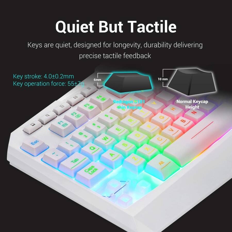 REDRAGON S101W Wired RGB Backlit Keyboard and Red Backlit Mouse Combo 3200 DPI