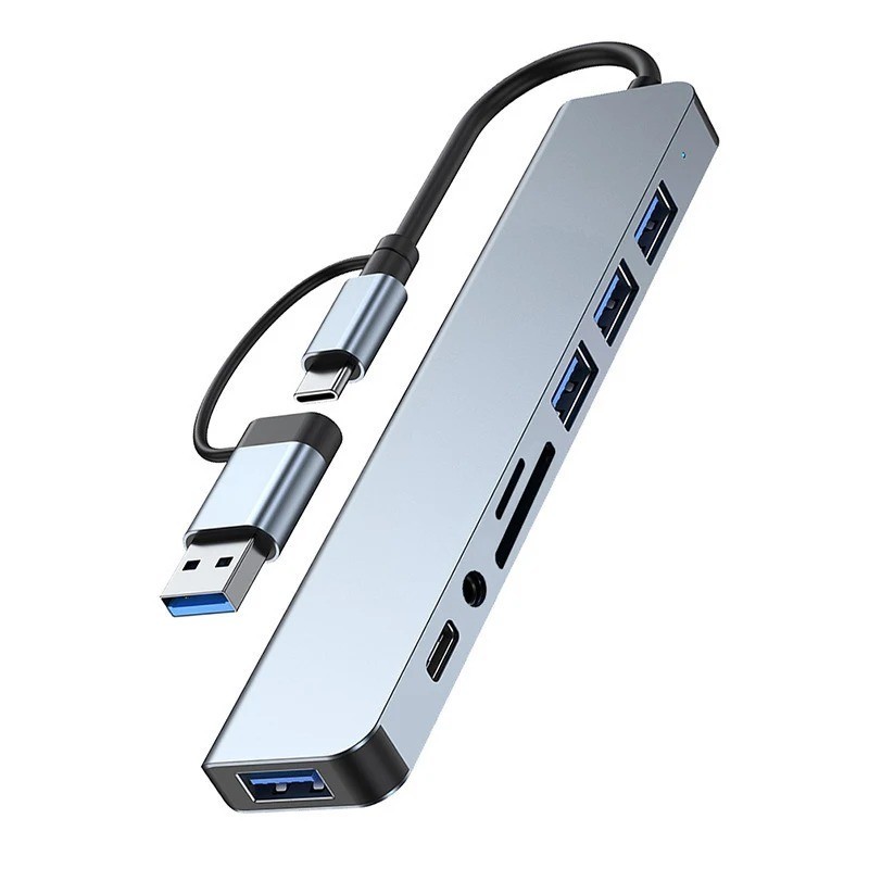 8 in 2 USB+Type C HUB Docking Station with 3.5mm Audio Adapter for Micro 1Pc
