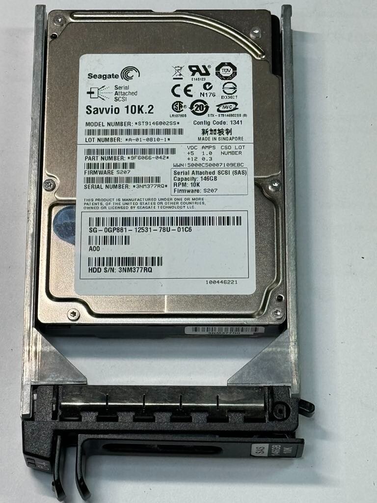 SEAGATE ST9146802SS 9F6066-042 146GB 10.0K RPM 16MB Cache 3Gb/s SAS 2.5″ HDD
