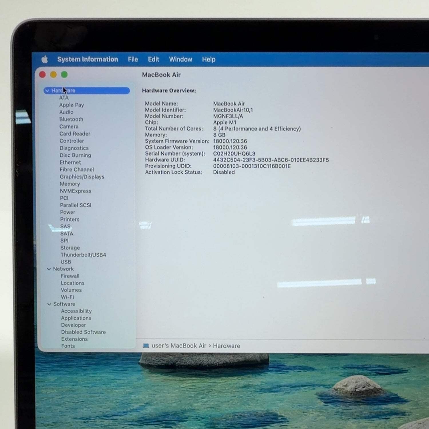 2020 Apple MacBook Air 13.3″ M1 8C GPU 3.2GHz 8GB RAM 256GB SSD A2337