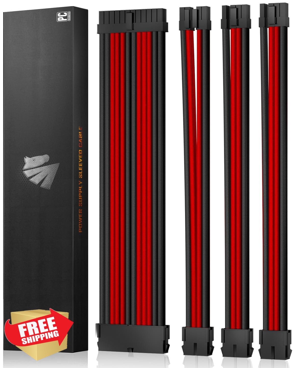 AsiaHorse PSU Cable Extension Kit Black/Red 30CM