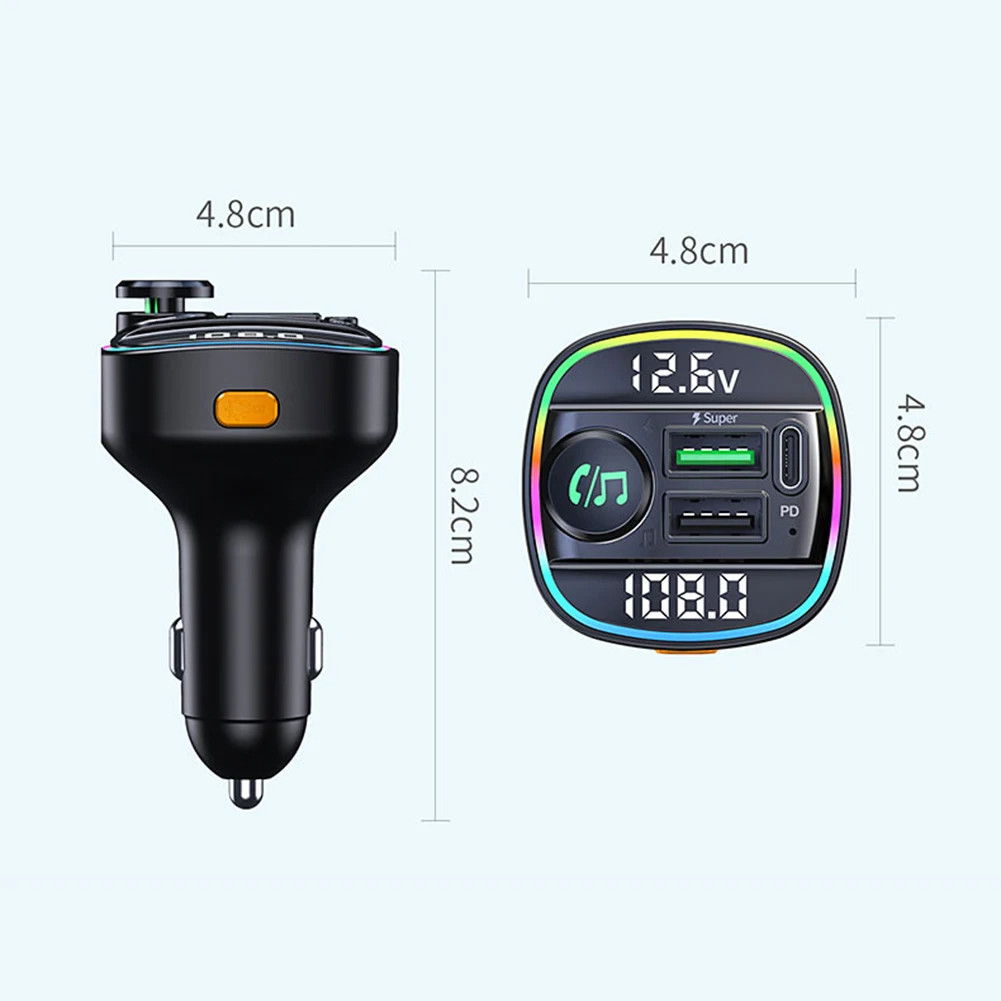 Bluetooth 5.0 Car Wireless FM Transmitter Adapter USB PD Charger AUX Hands LOT