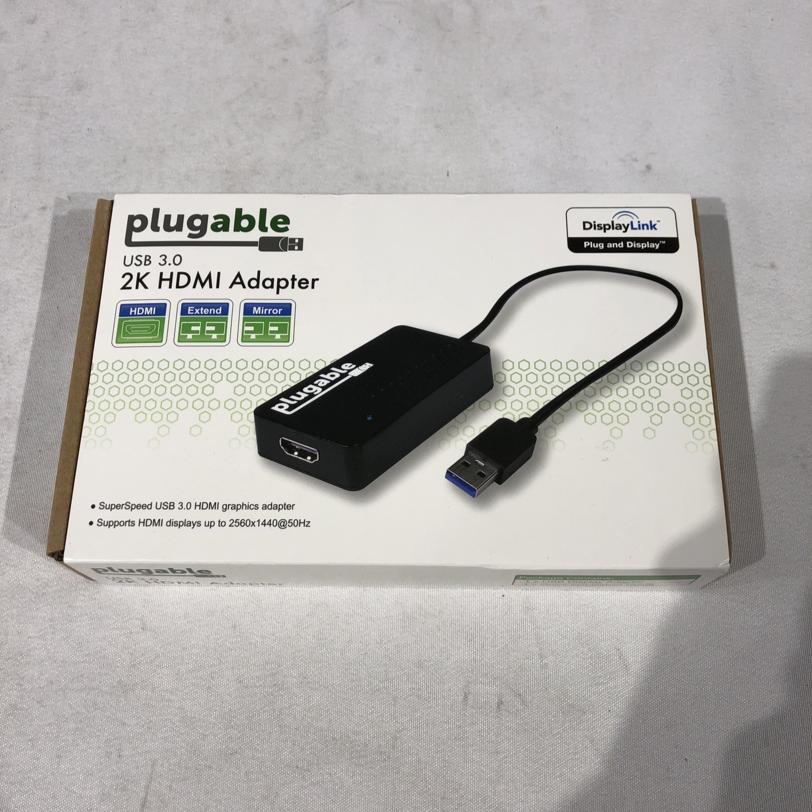 Plugable UGA-2KHDMI 12″ USB 3.0 to 2K HDMI Video Graphics Adapter OEM, Open Box
