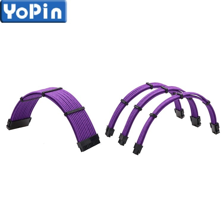 Braided ATX Sleeved Extension Cable for Power Supply 24Pin 6Pin 8Pin 4+4Pin Lot