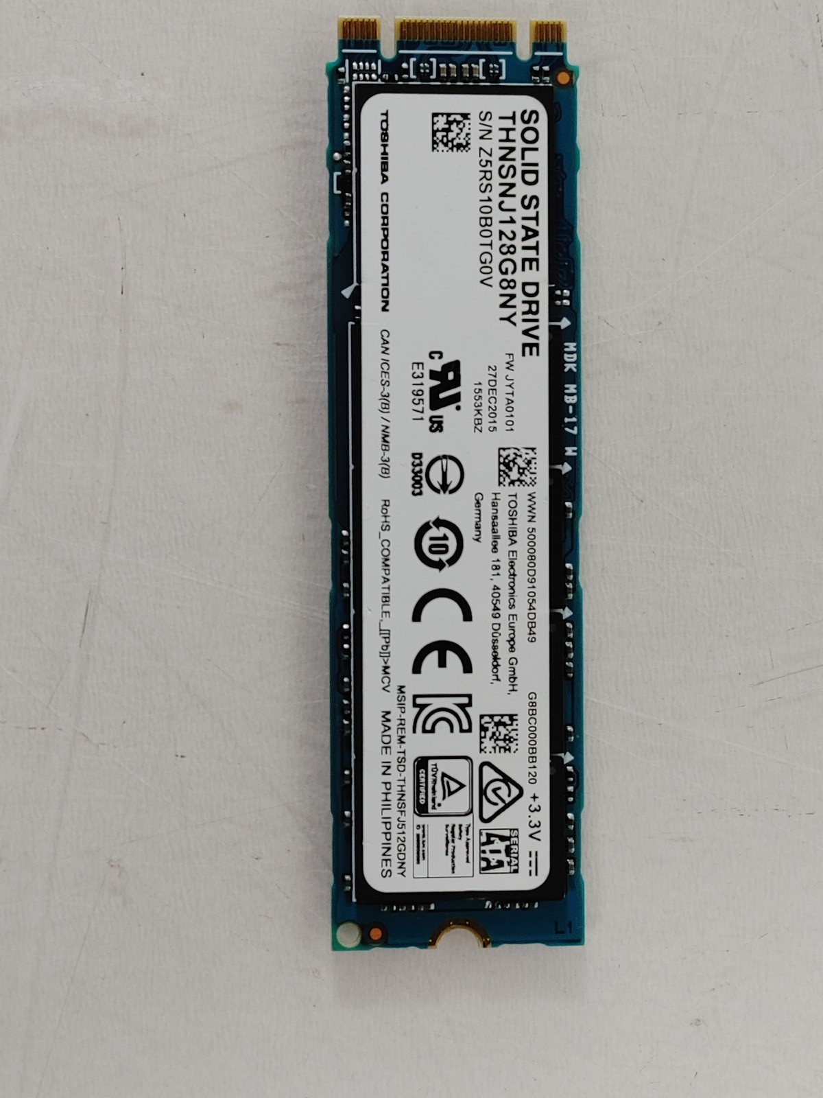 Toshiba THNSNJ128G8NY 128 GB M.2 80mm Solid State Drive
