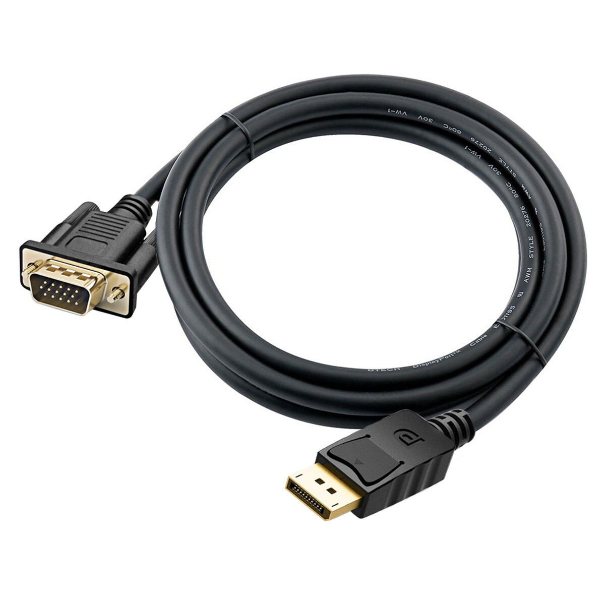DisplayPort DP to VGA Cable Gold Plated 6 Feet Cord 1080p For Lenovo Dell HP