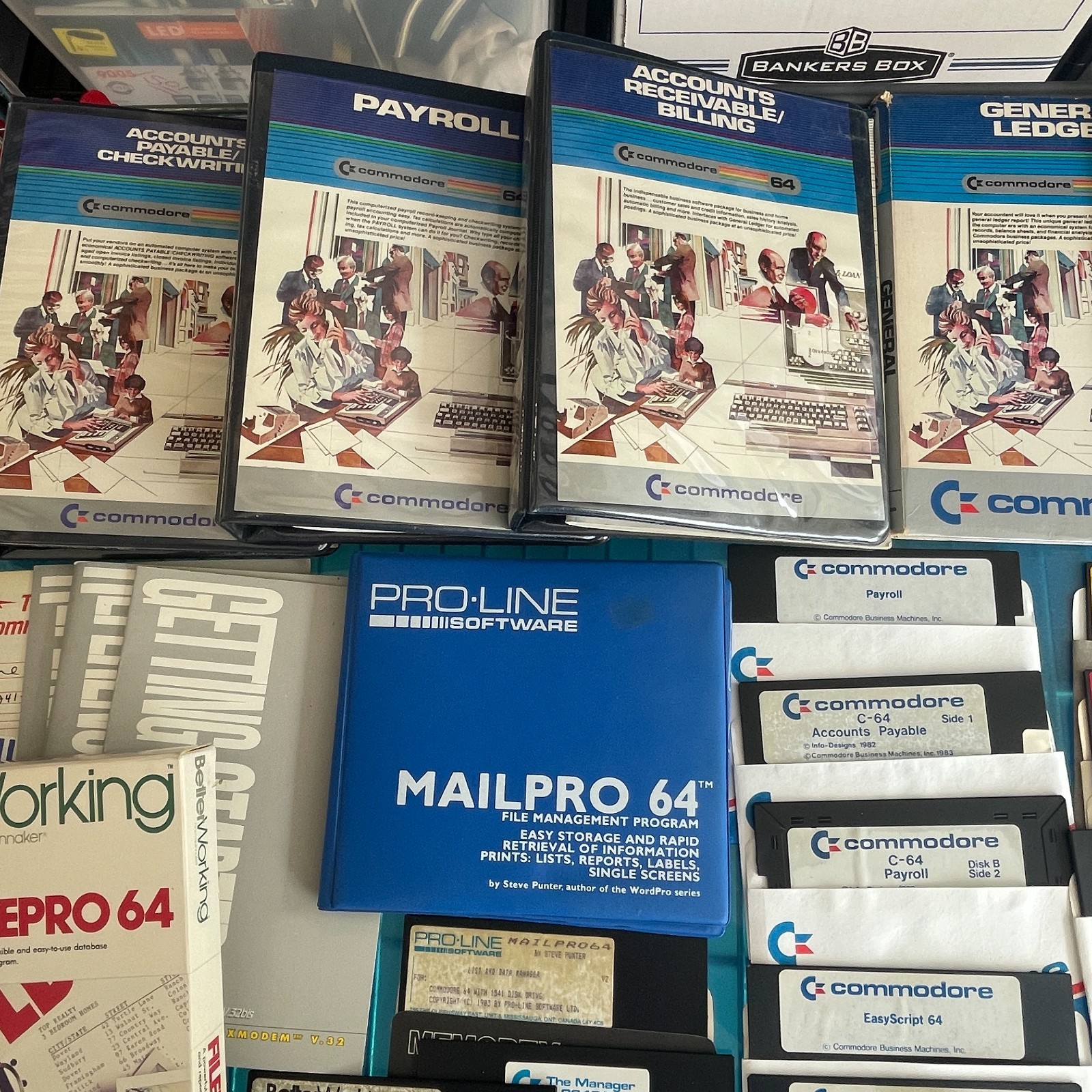 Commodore 64 Business Office Software LOT Floppy Disks Accounting Print FilePro