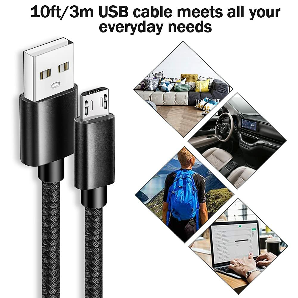 3/6/10FT Micro USB Fast Charging Cable Cord For Samsung LG Android Phone Charger