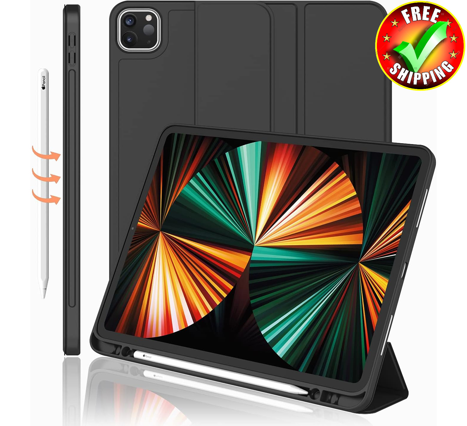 iPad Pro 12.9 Inch Case 2022/2021/2020 (6th/5th/4th Gen) with Pencil Holder