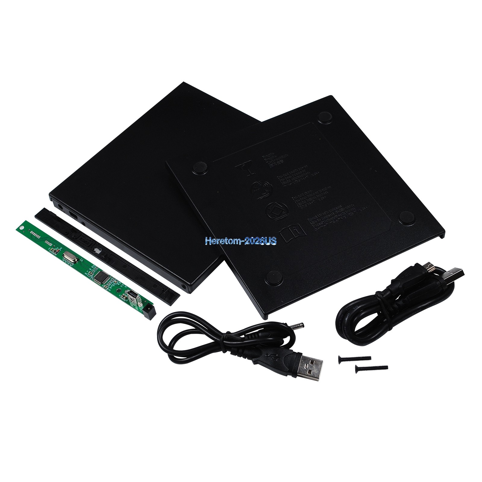 USB 2.0 External Enclosure Case Caddy For 9.5mm SATA CD / DVD ROM Optical Drive