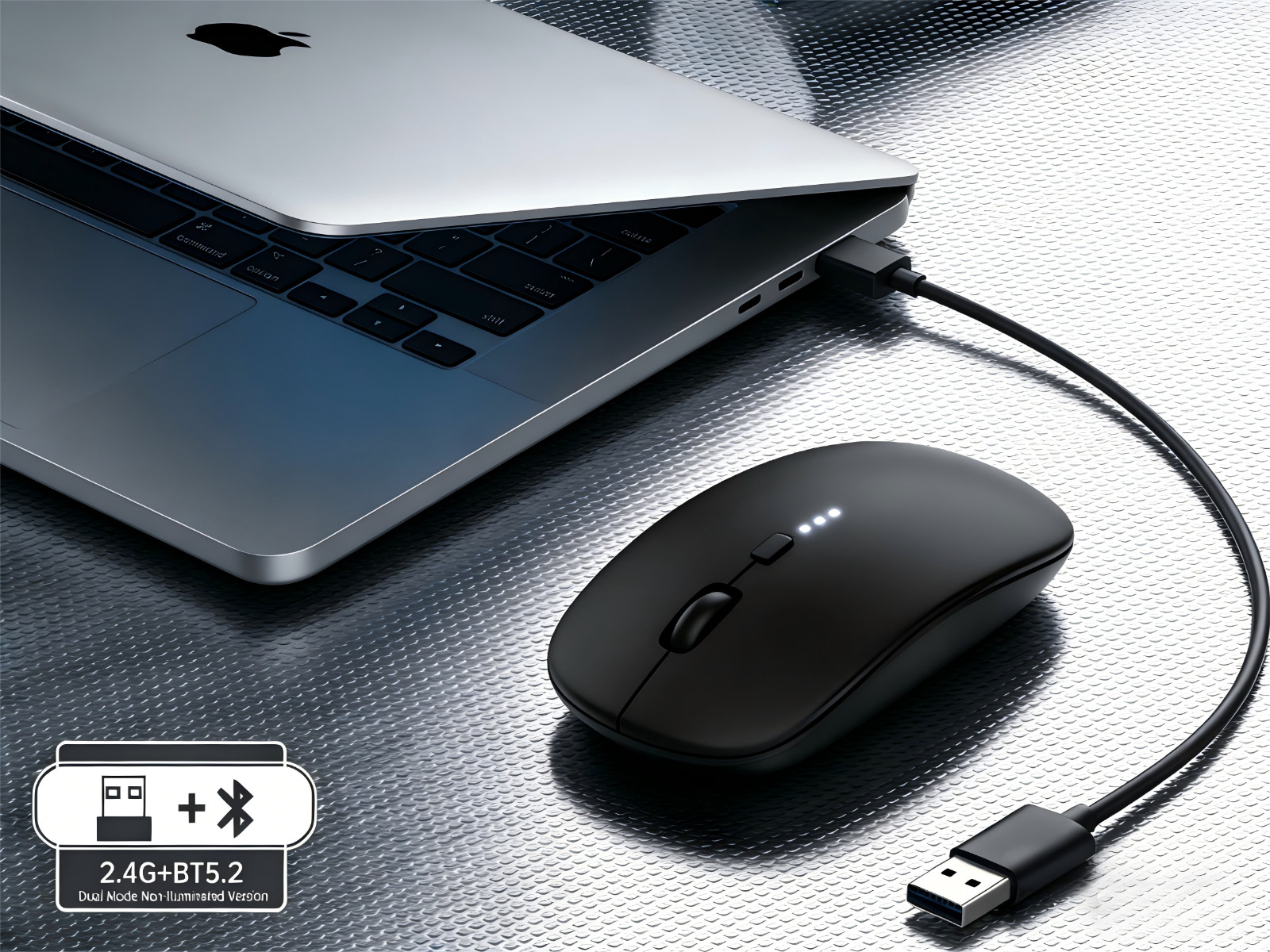 Rechargeable Silent Wireless Mouse | Dual Mode BT5.0+2.4G | For Dell HP MAC PC