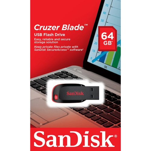 Sandisk 64GB CRUZER BLADE SDCZ50-064G-B35 USB 2.0 Flash Thumb Pen Drive SDCZ50