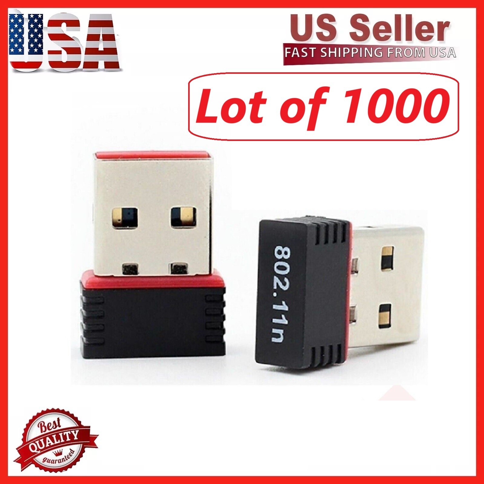 Lot of 1000 Mini USB WiFi WLAN Wireless Network Adapter 802.11 Dongle RTL8188